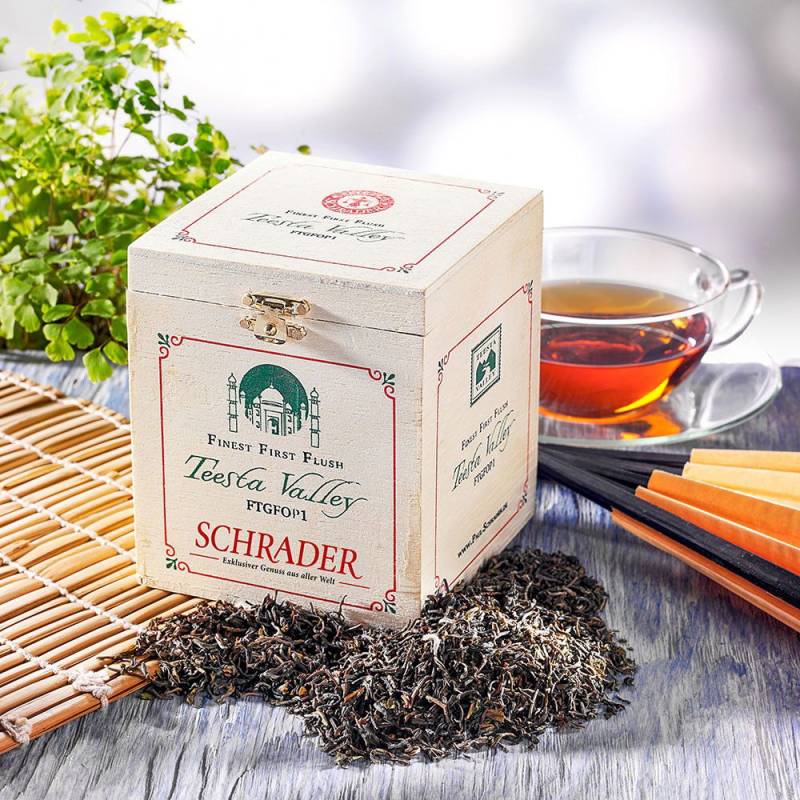 Schrader Schwarzer Tee Darjeeling First Flush Teesta Valley FTGFOP1 von Schrader