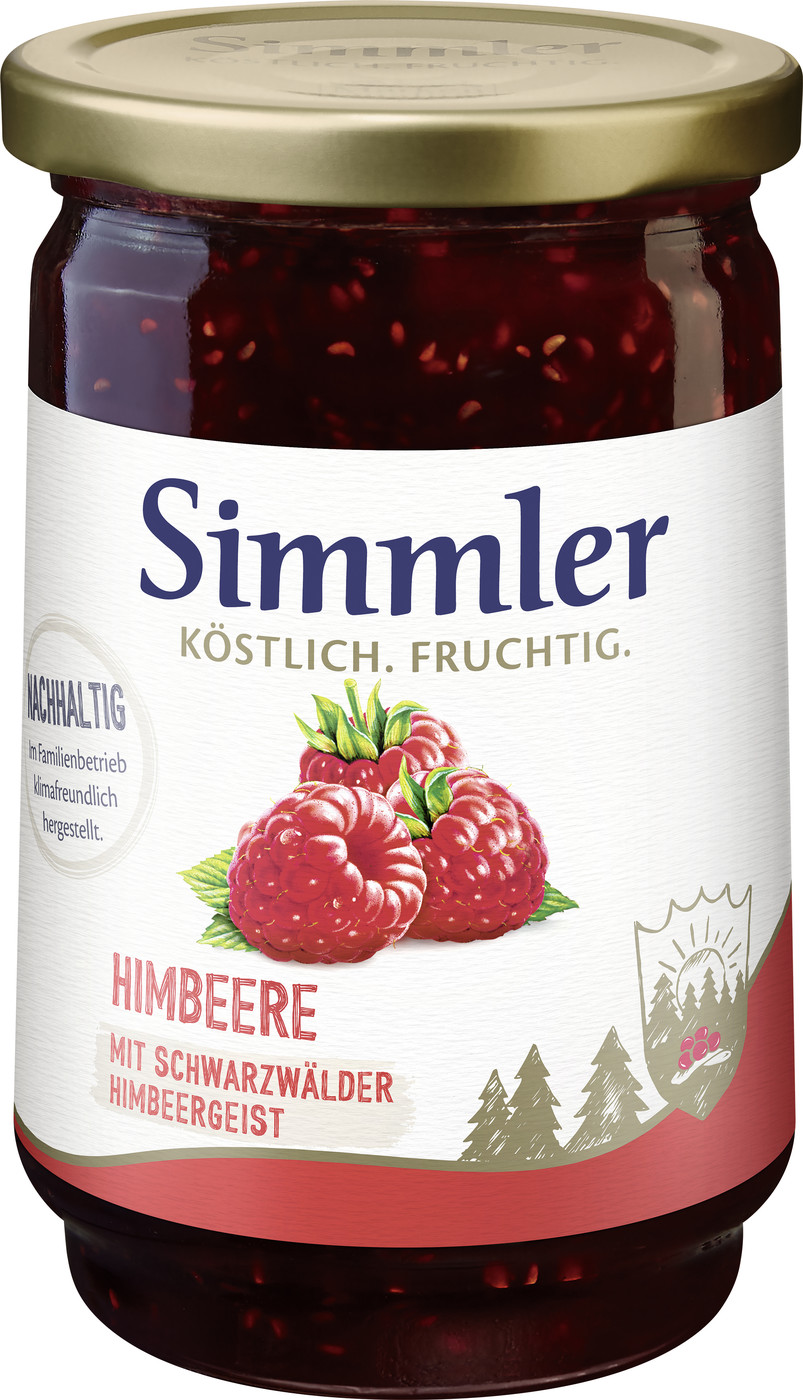 Simmler Konfitüre EXTRA Himbeere mit Himbeergeist 450G