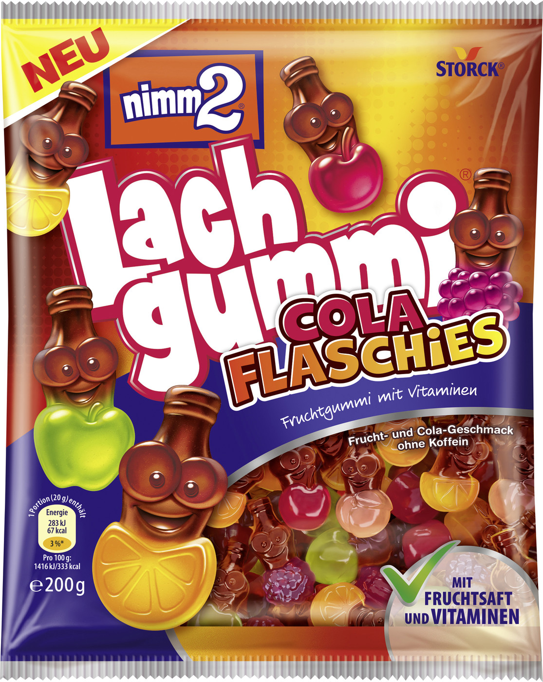 Storck Nimm2 Lachgummi Cola Flaschies 200G