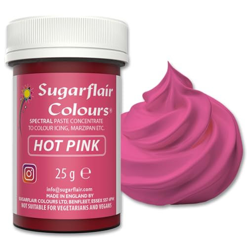 Sugarflair Lebensmittelfarbe Pasta Knallrosa, Pasta Lebensmittel Farbe für Fondant und Marzipan, Spectral Concentrated Paste Colours - 25g von Sugarflair Colours