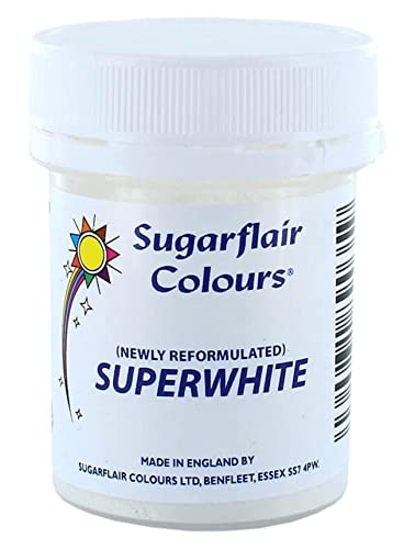 Sugarflair Superwhite Icing Whitener, Zuckerguss-Whitemacher für Royal Icing, Extra Whiteer Essbarer Lebensmittelfarbe - 20g von Sugarflair Colours