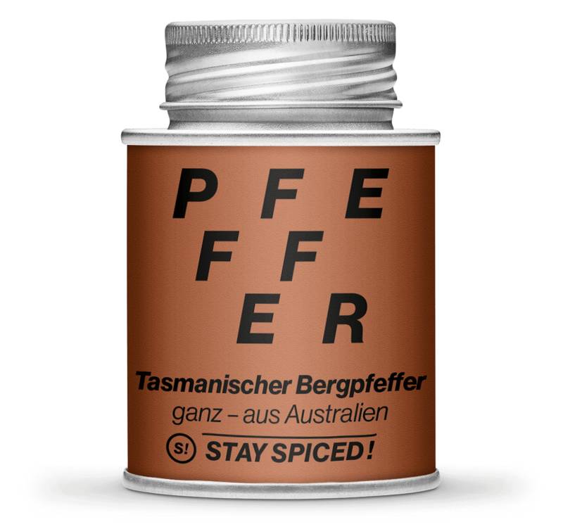 Tasmanischer Bergpfeffer schwarz-ganz, 170ml Schraubdose