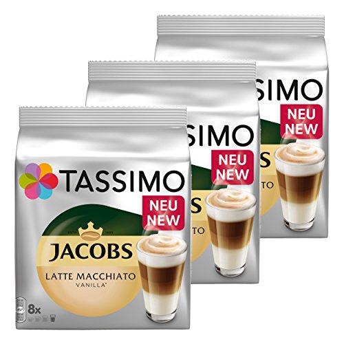 Tassimo Latte Macchiato Vanilla, Kaffee, Vanille Milchkaffee Kaffeekapsel, gemahlener Röstkaffee, 48 T-Discs / 24 Portionen von Tassimo