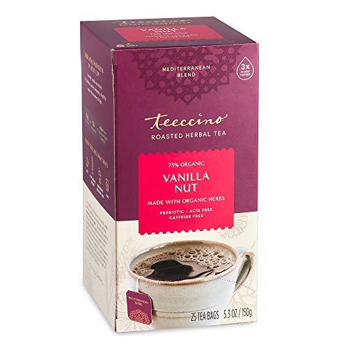 Teeccino Vanille-Nuss-Kräutertee - Reichhaltiger & gerösteter Kräutertee, koffeinfrei & präbiotisch für natürliche Energie, 25 Teebeutel von Teeccino