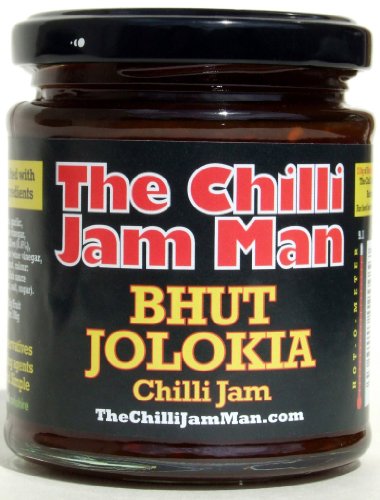 The Chilli Jam Man Heat-8 Bhut Jolokie Chilli 200g Marmeladenglas von Chilli Jam Man