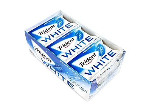 Trident Dual Pack Gum, White Peppermint, 16 Pieces, 12 Count by Trident