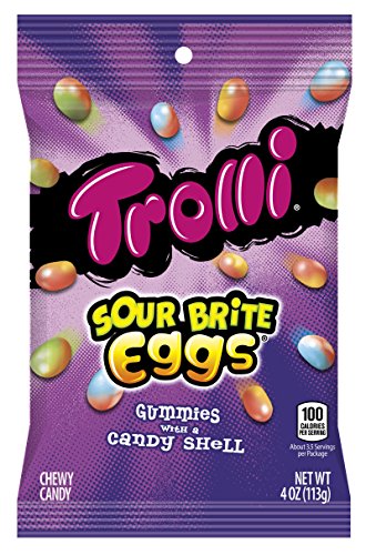 Trolli Sour Brite Eggs Gummy Candy, 4 Ounce Bag, Pack of 12