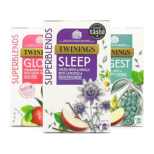 Twinings Superblends Variety Pack, Auswahl an 3 meistverkauften Mischungen Insgesamt 60 Teebeutel von Twinings