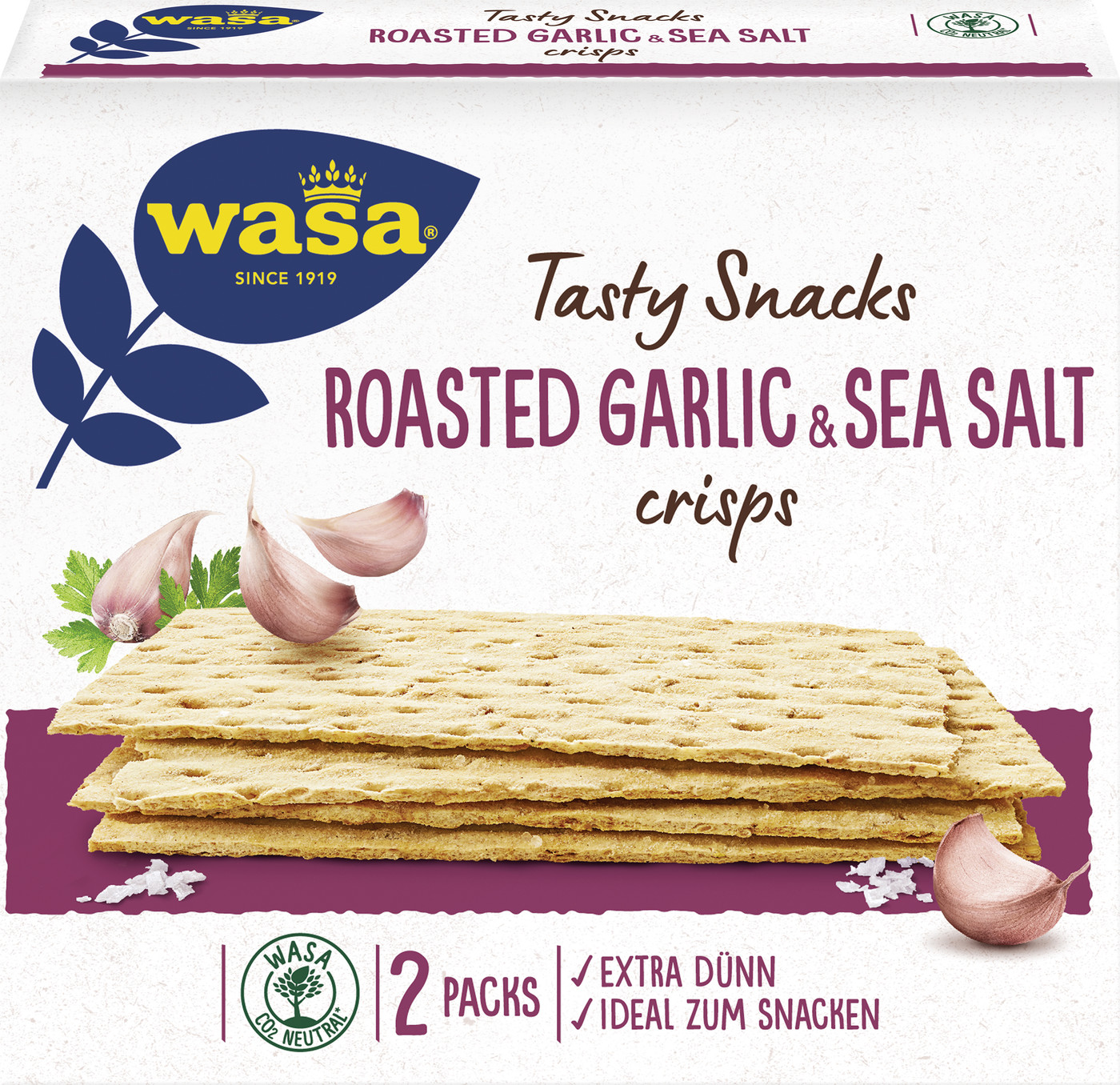 Wasa Tasty Snacks Roasted Garlic & Sea Salt 190G