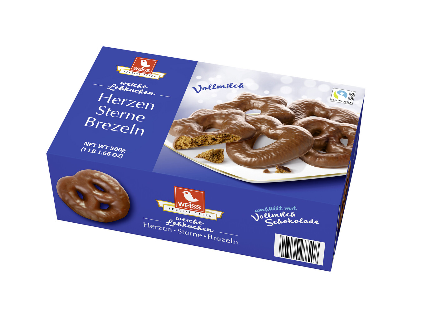 Weiss Lebkuchen Herzen Sterne Brezeln Vollmilch 500G