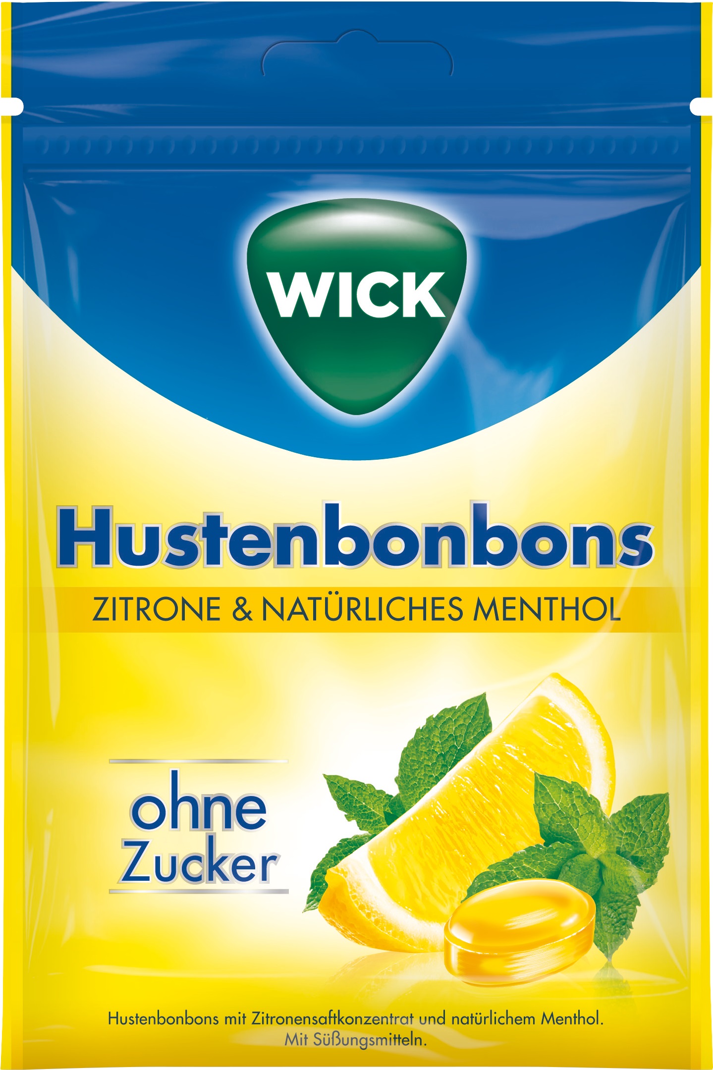 Wick Hustenbonbons Zitrone & Natürliches Menthol 72G