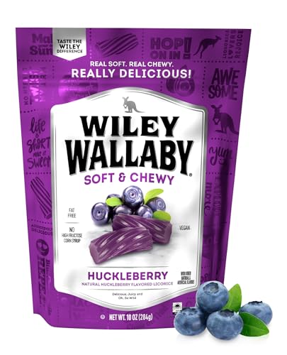 Wiley Wallaby Australian Style Gourmet Licorice Huckleberry Soft and Chewy 10z