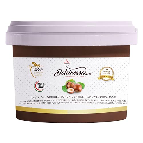 Dolcincasa-Haselnusspaste Piemonte IGP Haselnuss, rund, 100% rein, für Eiscreme, Cremes, Sahne und andere Verwendungen in Gebäck, 500 g von Dolcincasa.com