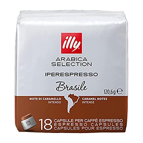 illy Kaffee, Luxus Arabica Kaffee Selection, iperEspresso Kapseln, Brasilien, 1er Pack (1 x 18 Kapseln) von illy