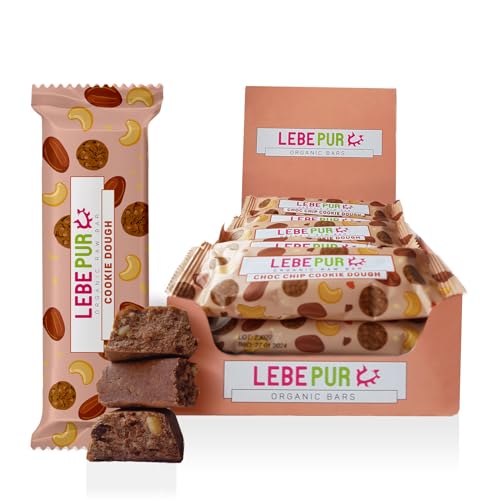 Lebepur Bio Energieriegel Choc Chip Cookie Dough 15x50g | veganer Riegel auf Dattelbasis | Cashewmus, Schokodrops, Kakao | mit Kokosblütenzucker gesüßt | glutenfrei | laktosefrei | Power Bar | BigBox von Lebepur