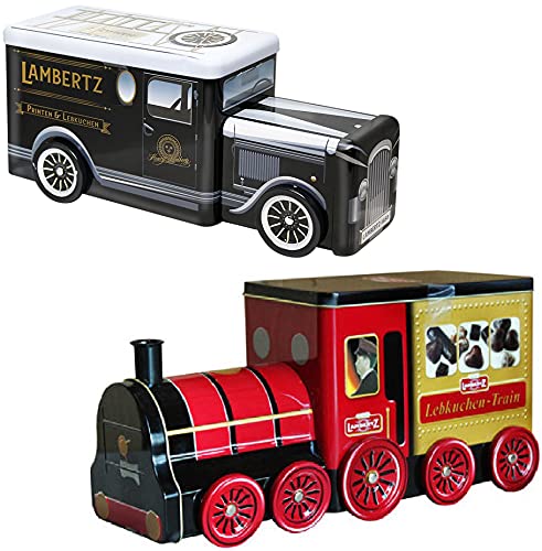 Lambertz Lebkuchen Truck Nostalgisches Metall Auto und LOK 825g XL Lokomotive von Lebkuchen