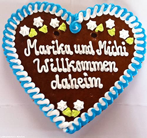 Lebkuchenherz 500 Gramm mit individuellem Text ca.36 x 34 cm (gelb/weiss) von Lebkuchenherz München Schifferl