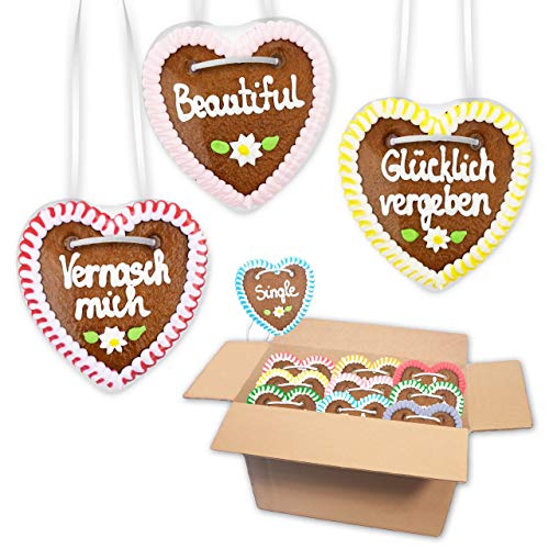 1x Lebkuchen Herz - zufällige Party & Flirt Sprüche 10cm - Frisch & Saftig! Lebkuchenherz Motto Party LEBKUCHEN WELT von Lebkuchenwelt