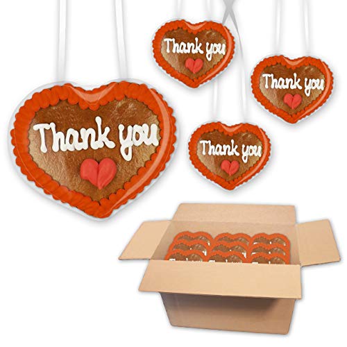 30x Lebkuchen Herz verschenken - 8 x 8cm - Thank you - Spruchherzen von Lebkuchenwelt