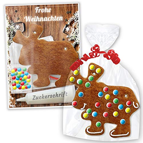 Bastelset: Lebkuchen Rohling - Elch 12cm - inkl. Bastel Zubehör | Pfefferkuchen Rohlinge selber gestalten dekorieren & beschriften Basteln mit Kindern zu Weihnachten Weihnachtszeit von LEBKUCHEN WELT von Lebkuchenwelt