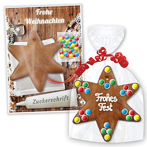 Bastelset: Lebkuchen Rohling - Stern 12cm - inkl. Bastel Zubehör| Pfefferkuchen Rohlinge selber gestalten verzieren & beschriften Basteln mit Kindern zur Weihnachtsbasteln von LEBKUCHEN WELT von Lebkuchenwelt