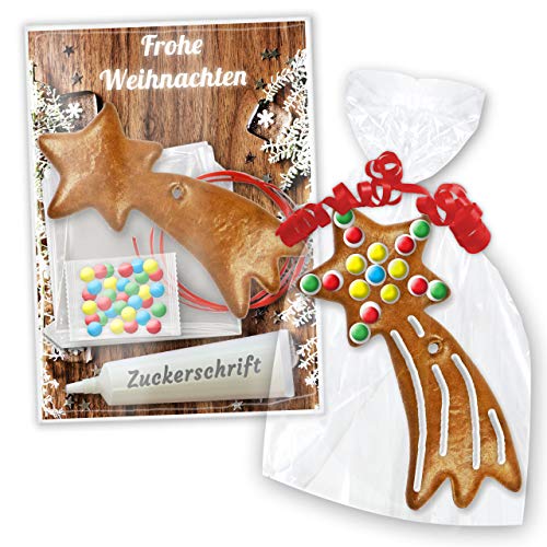 Bastelset: Lebkuchen Rohling - Sternschnuppe 12cm - inkl. Bastel Zubehör | Pfefferkuchen Rohlinge selbst gestalten verzieren & beschriften Basteln mit Kindern zu Weihnachten von LEBKUCHEN WELT von Lebkuchenwelt