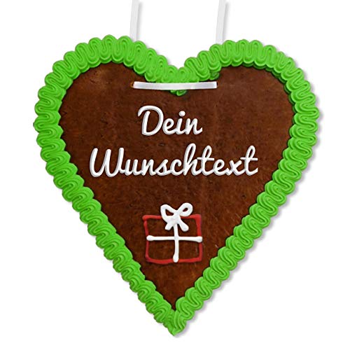 Individuelles Lebkuchenherz 21 x 22cm mit Wunschtext online Gestalten für Weihnachten - Farbe: grün - weihnachtliche Geschenkidee oder Dekoration von Lebkuchenwelt