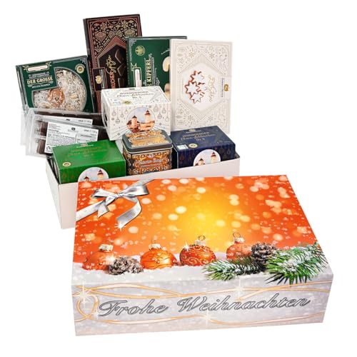 LEBKUCHEN WELT Lebkuchen-Präsent Frohe Weihnachten ca. 1.350g Weihnachtspaket Weihnachten Geschenkbox Lebkuchen Gebäckmischung Geschenkset Präsentbox Weihnachtsmischung von Lebkuchenwelt