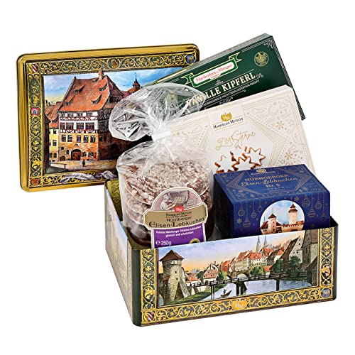 LEBKUCHEN WELT Nürnberger Schatzkästchen mit Lebkuchenmischung ca. 650g Metallbox Geschenkbox Geschenk Schatulle Metallkiste Präsentdose von Lebkuchenwelt