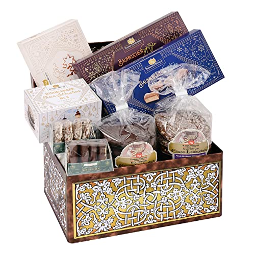 LEBKUCHEN WELT Ornament Geschenktruhe mit Lebkuchen ca. 1.150g Weihnachten Gebäckmischung Lebkuchen-Truhe Geschenkbox Lebkuchenmischung Präsentdose von Lebkuchenwelt