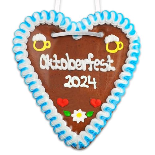 Lebkuchenherz Oktoberfest 2025 ca.18cm - Lebkuchenherzen wie von der Wiesn, Volksfest und Jahrmarkt Herz LEBKUCHENWELT von Lebkuchenwelt