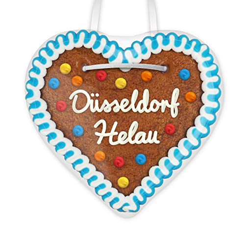 Lebkuchenherz 12cm mit Spruch - Düsseldorf Helau | Lebkuchen Herz Karneval & Fasching Deko | Dekoration für Faschingsparty & Karneval | Lebkuchenherzen günstig kaufen von LEBKUCHEN WELT von Lebkuchenwelt