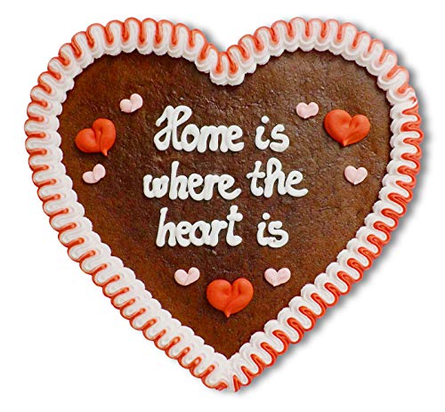 Lebkuchenherz 23cm mit Spruch - Home is where the heart is | Schöne Wandsprüche & Wanddeko | Türschild für die Familie | Türschild Sprüche | Lebkuchenherzen günstig online kaufen von LEBKUCHEN WELT von Lebkuchenwelt