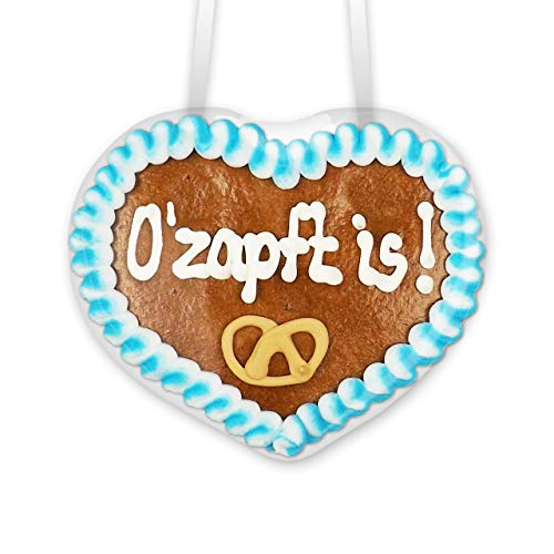 Lebkuchenherz O'zapft is! - 8x8cm - Wiesn Lebkuchenherzen mit Spruch verschenken - Perfekte Deko für Okotoberfest Mottoparty von Lebkuchenwelt