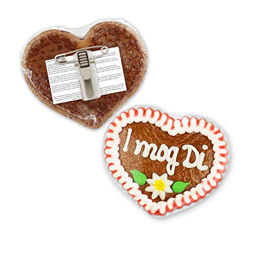 Lebkuchenherz mit Anstecker - I mog Di - 8x8cm | Herz Anstecker | Bayerische Lebkuchenherzen | Anstecker Lebkuchen Herz | Anstecker Button online günstig bestellen von LEBKUCHEN WELT von Lebkuchenwelt