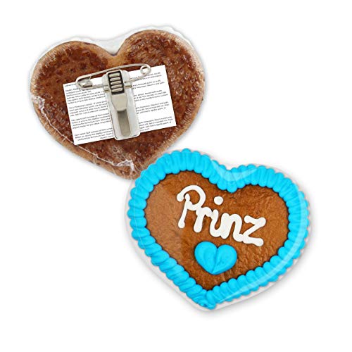 Lebkuchenherz mit Anstecker - Prinz - 8x8cm | Wiesn & Oktoberfest Anstecker | Tracht Anstecker & Oktoberfest Accessoires | Mini Lebkuchen Herz bestellen online von LEBKUCHEN WELT von Lebkuchenwelt