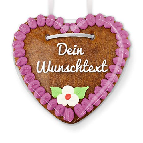 Lebkuchenherz online selbst Gestalten - Farbe: Lila - individuell mit Text nach Wunsch, 15cm von Lebkuchenwelt