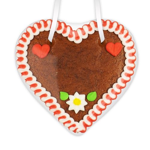 Lebkuchenherz rot-weiß zum selber beschriften - 12 x12cm - Rohlinge mit Rand und Deko - Tischkarten für Ihre nächste Feier oder den Geburtstag selbst machen gestalten von LEBKUCHEN WELT von Lebkuchenwelt