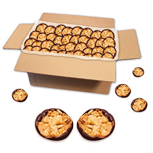 Lebkuchenwelt Florentiner mit Schokoladenboden Zartbitter im Karton 2kg - Konditor-Qualität mit echter Butter gebacken! Butterplätzchen Cookies Shortbread Butter-Gebäck Weihnachtsplätzchen von Lebkuchenwelt