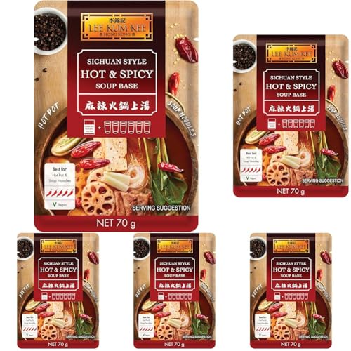 LEE KUM KEE Sichuan Style Hot & Spicy Suppengrundlage - 1 x 70 g (Packung mit 5) von Lee Kum Kee