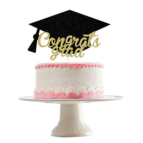 Tortenaufsatz mit Aufschrift "Congrats", Gold & Schwarz Glitzer – 2021 Graduation Party Dekorationen Supplies/2021 Graduation Cake Topper/Congrats Grade Decorations/Happy Graduation Dekorationen von LeeSky