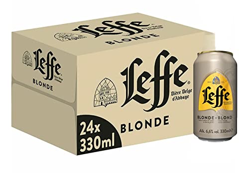 Leffe Blonde, EINWEG (24 X 0.33 l Dose), Blondes Abteibier, Helles Bier aus Belgien von Leffe