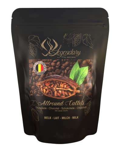 Legendary CALLETS MILCH neue Rezeptur 1 Kg - Original belgische Schoko Drops, für Schokoladen-Fondue und Schoko-Brunnen, Ganache, Glasur, zum Trinken usw. von Legendary - it's all about beans