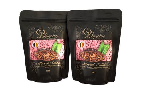 Legendary - CALLETS RUBY - Original belgische Schoko Drops, für Schokoladen-Fondue und Schoko-Brunnen, Ganache, Glasur, zum Trinken usw. (Ruby, 2 x 1 kg) von Legendary - it's all about beans