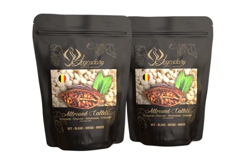 Legendary - CALLETS WEIß - Original belgische Schoko Drops, für Schokoladen-Fondue und Schoko-Brunnen, Ganache , Glasur, zum Trinken usw .(Weiß, 2 x 1 kg) von Legendary - it's all about beans