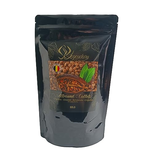 Legendary - CALLETS WEIß mit Karamel - Original belgische Schoko Drops, für Schokoladen-Fondue und Schoko-Brunnen, Ganache , Glasur, zum Trinken usw. (Gold, 1 kg) von Legendary - it's all about beans