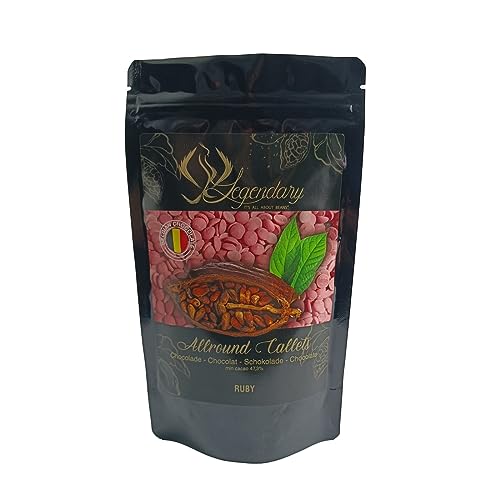 Legendary und Callebaut CALLETS RUBY 250 gr - Original belgische Schoko Drops, für Schokoladen-Fondue und Schoko-Brunnen, Ganache, Glasur, zum Trinken usw. von Legendary - it's all about beans