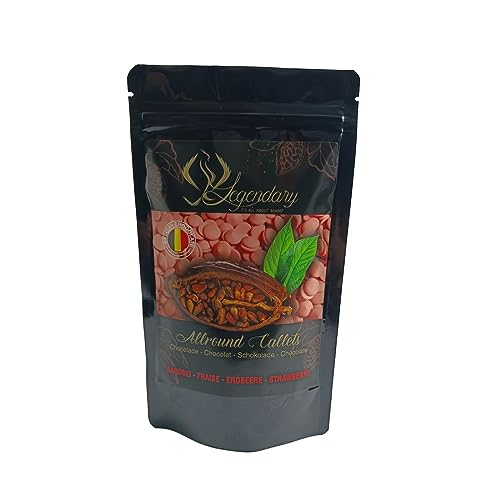 Legendary und Callebaut CALLETS STRAWBERRY 0,25 kg - Original belgische Schoko Drops, für Schokoladen-Fondue und Schoko-Brunnen, Ganache, Glasur, zum Trinken usw. von Legendary - it's all about beans