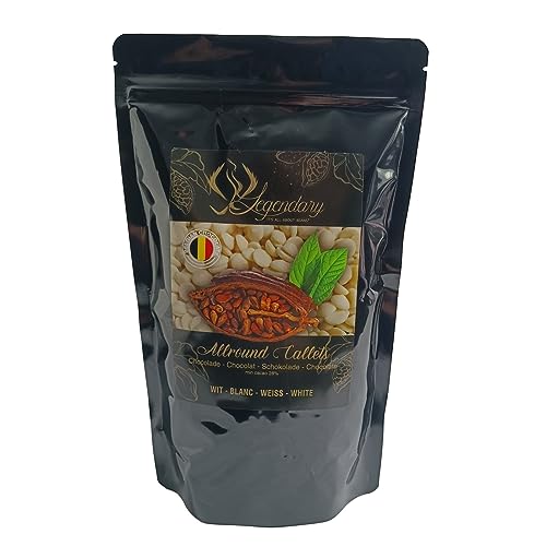 Legendary und Callebaut CALLETS WEIß 1 kg -Original belgische Schoko Drops, für Schokoladen-Fondue und Schoko-Brunnen, Ganache, Glasur, zum Trinken usw. von Legendary - it's all about beans