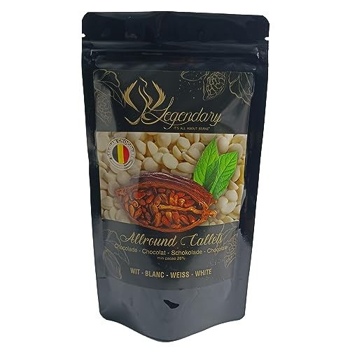 Legendary und Callebaut CALLETS WEIß 250 gr - Original belgische Schoko Drops, für Schokoladen-Fondue und Schoko-Brunnen, Ganache, Glasur, zum Trinken usw. von Legendary - it's all about beans